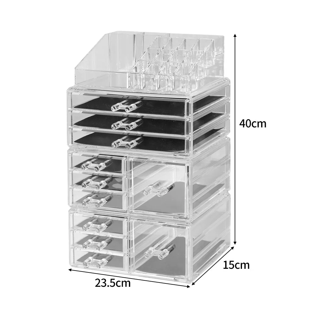 10 Drawers Clear Acrylic Boxes Cosmetic Makeup Organizer Jewellery Storage Box