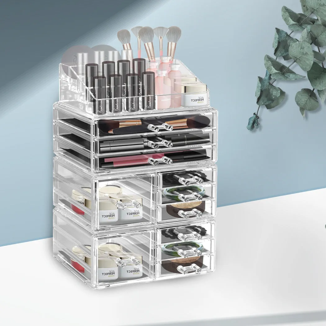 10 Drawers Clear Acrylic Boxes Cosmetic Makeup Organizer Jewellery Storage Box