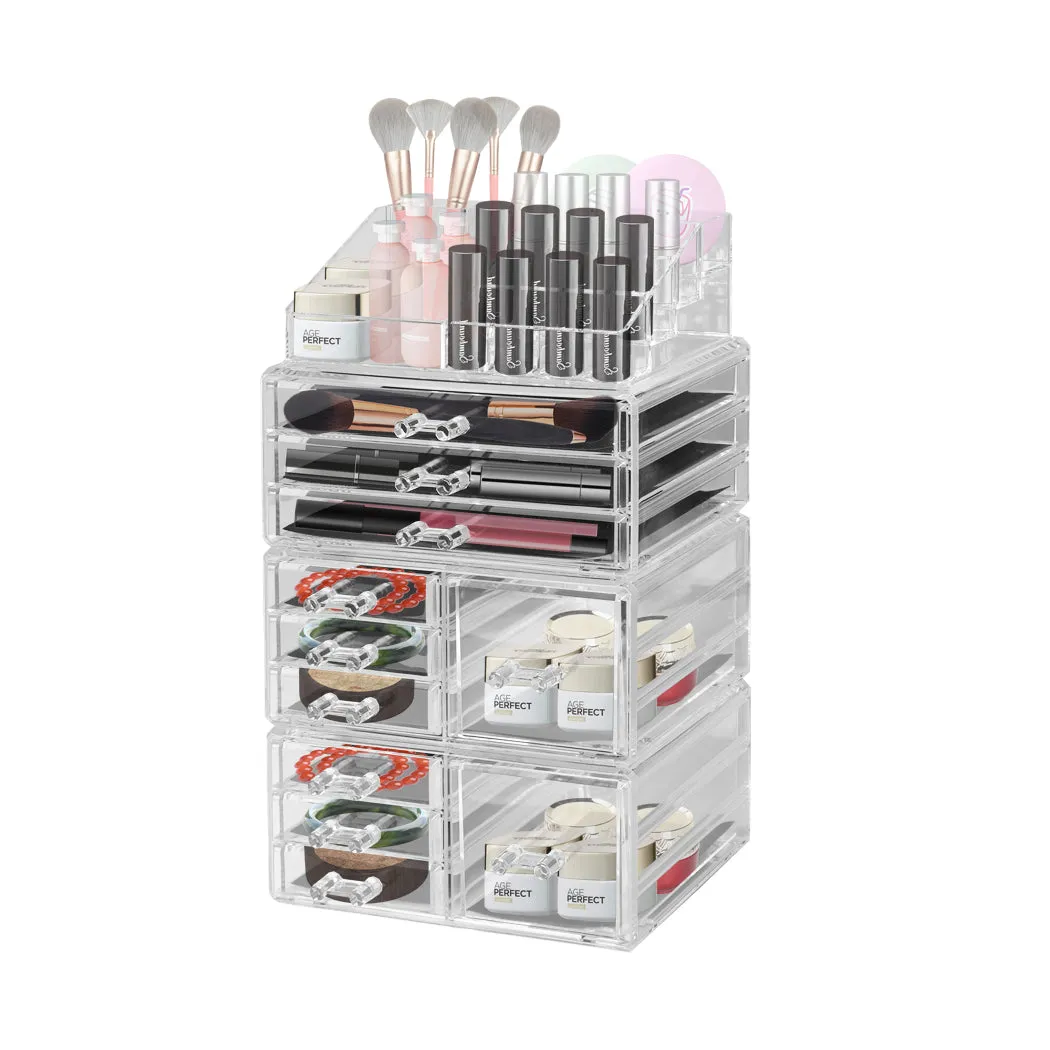 10 Drawers Clear Acrylic Boxes Cosmetic Makeup Organizer Jewellery Storage Box