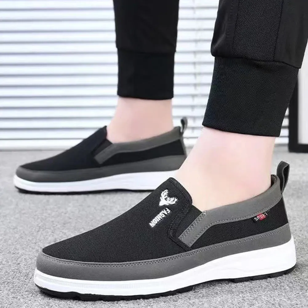 2024 Men's Canvas Shoes with Soft Soles Casual Breathable Comfortable Sliding Sleeves Men's Cloth Shoes Men's Oxford Sneakers