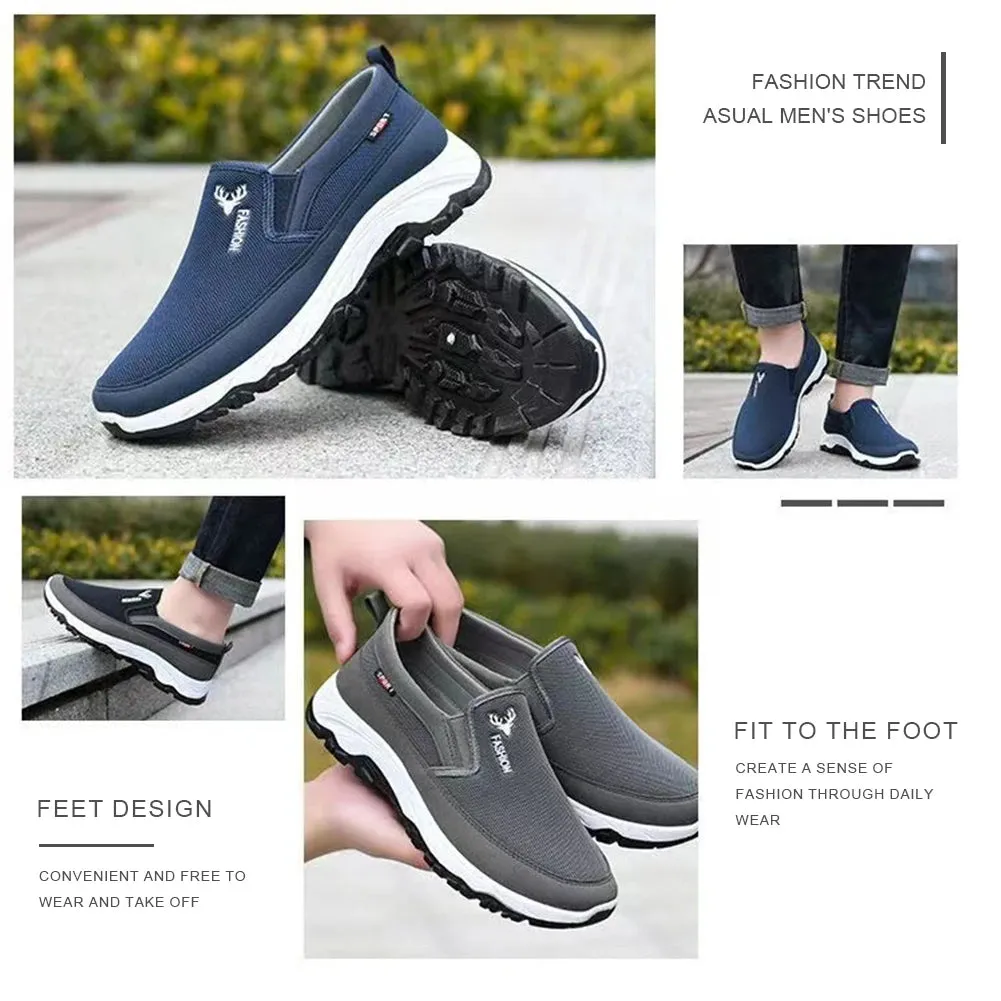 2024 Men's Canvas Shoes with Soft Soles Casual Breathable Comfortable Sliding Sleeves Men's Cloth Shoes Men's Oxford Sneakers