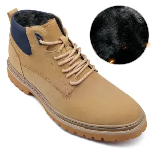 7 CM/2.76 Inches CMR CHAMARIPA  Fur-Lined Winter Tall Men's Boots - Elevate Your Style with 2.76-Inch Height Increase"