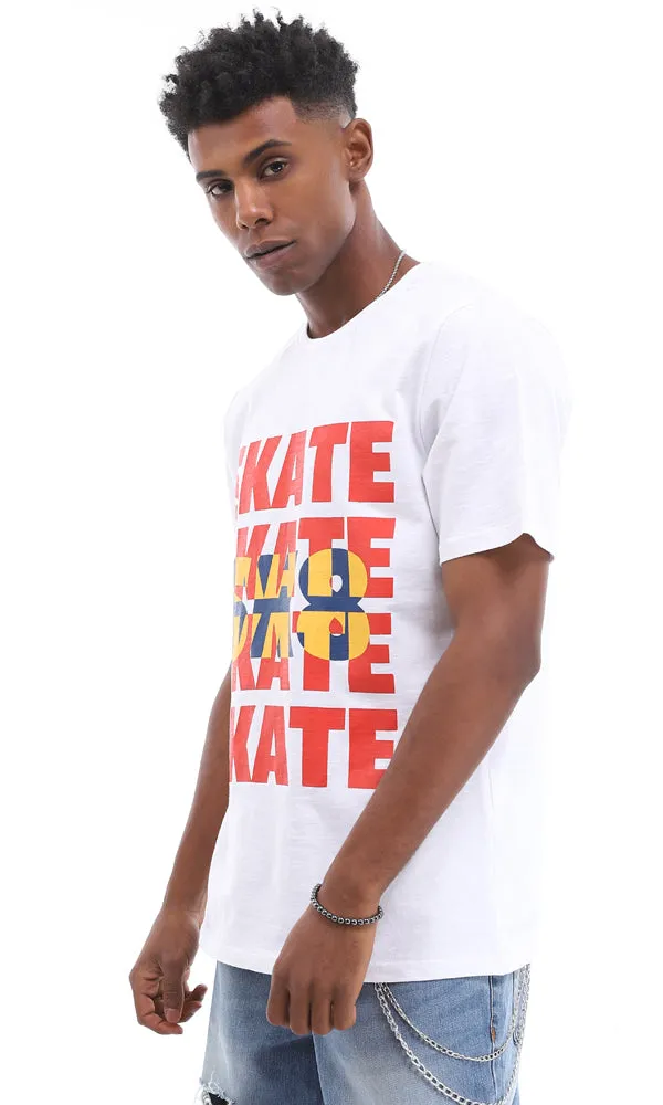 95433 "Skate - Sk8" White Printed Summer Cotton Tee