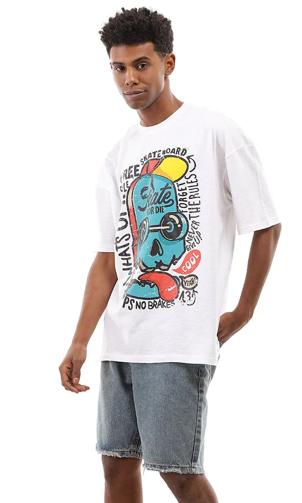 96824 Printed Skate Board White Summer Tee