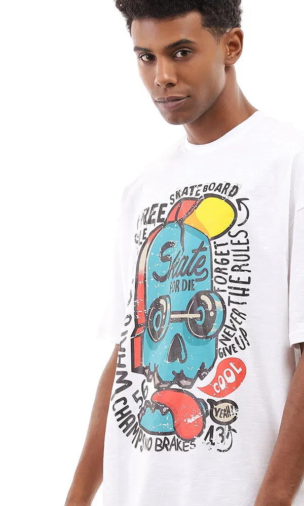 96824 Printed Skate Board White Summer Tee