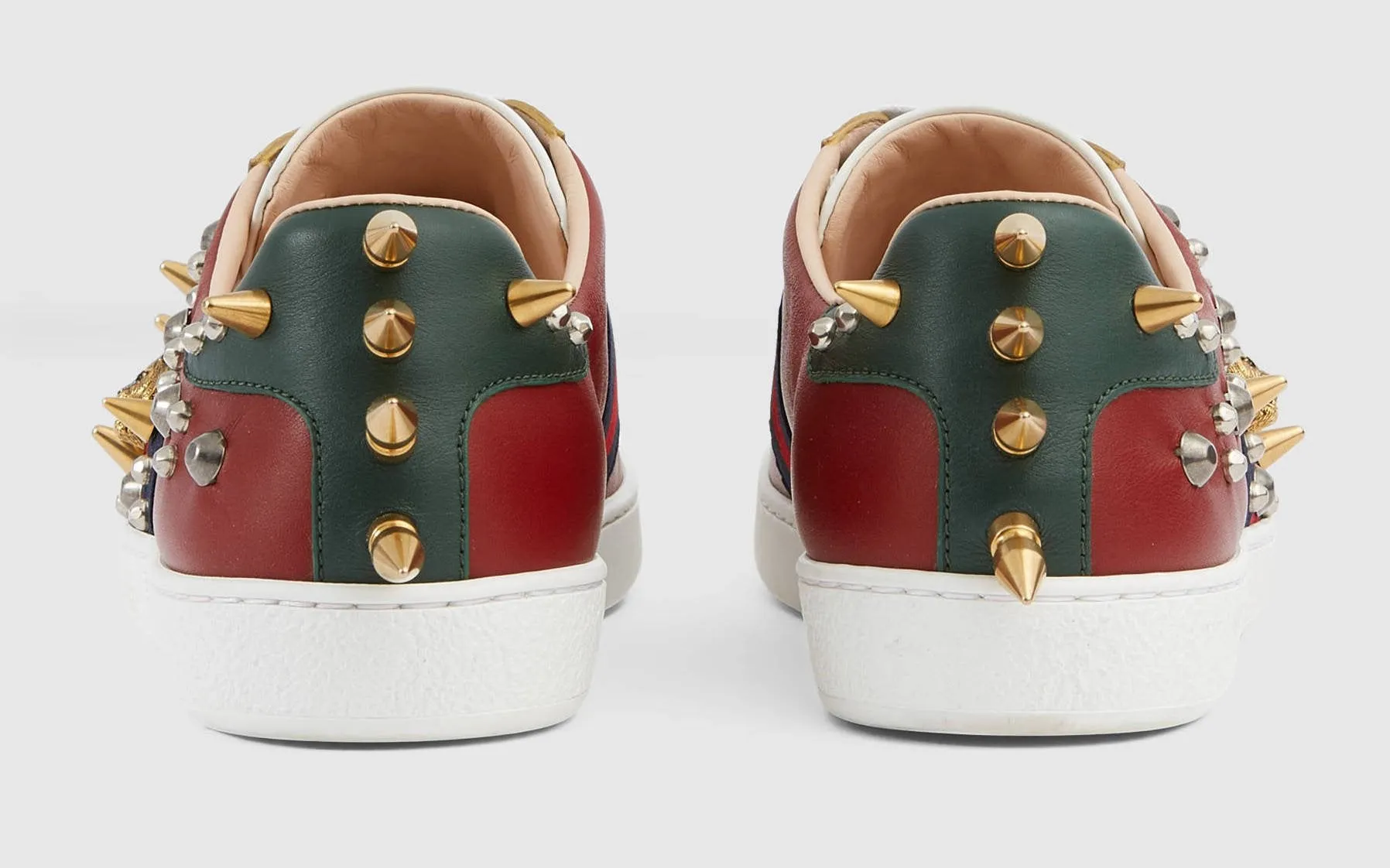 Ace Studded Leather Low Top Sneakers - Red