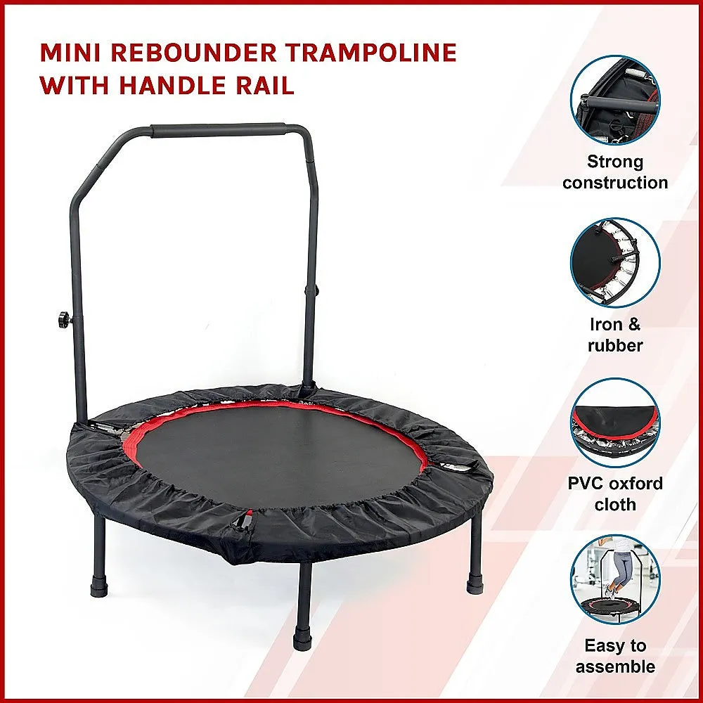 Adjustable Mini Rebounder Trampoline with Handrail - 40 Inch