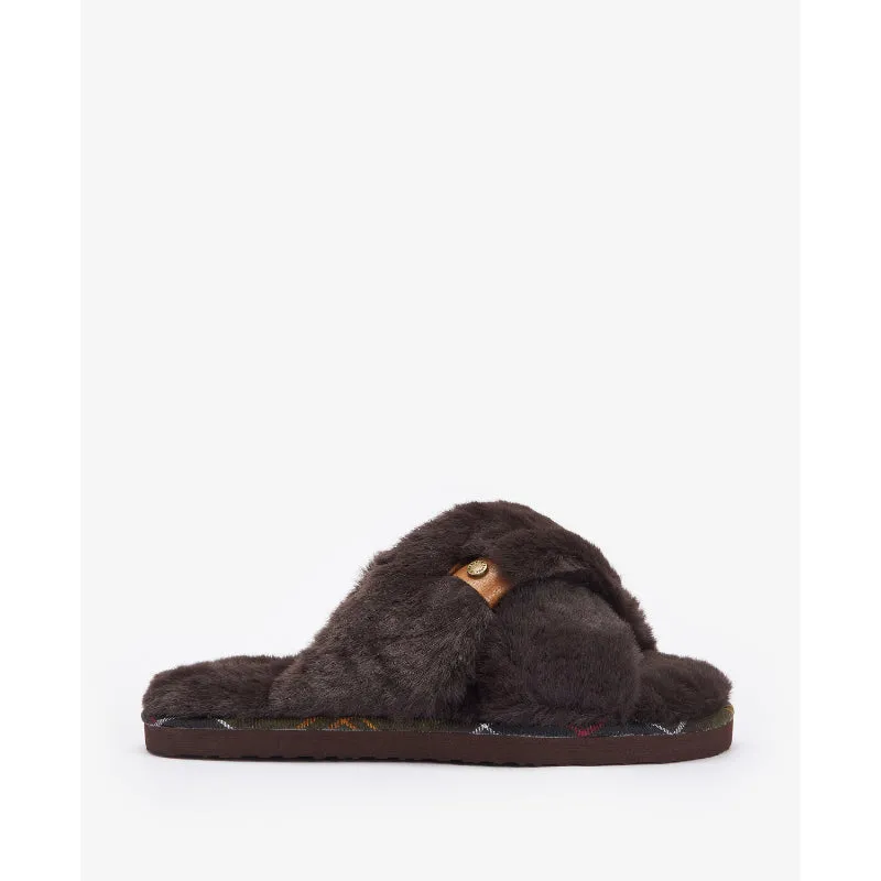 Barbour Eliza Cross-Over Ladies Slipper - Brown