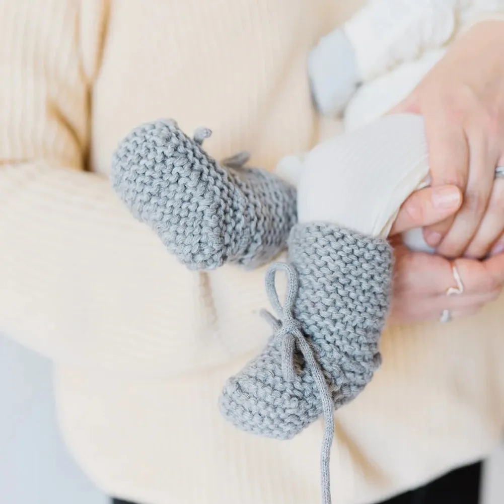 Belan.J Wool Knit Baby Booties - Grey (0-6 Months)