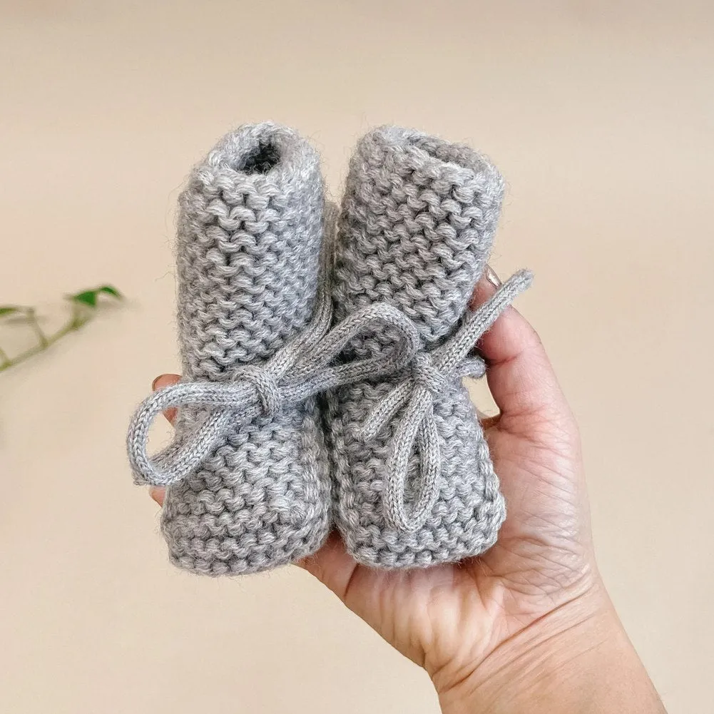 Belan.J Wool Knit Baby Booties - Grey (0-6 Months)