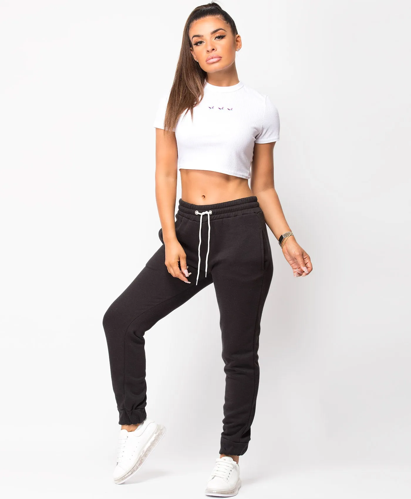 Black Fleece Oversized Cuffed Drawstring Joggers