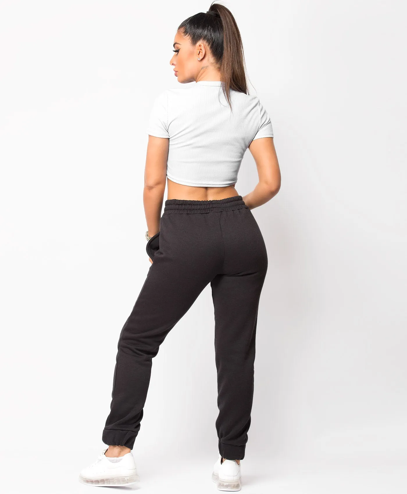 Black Fleece Oversized Cuffed Drawstring Joggers