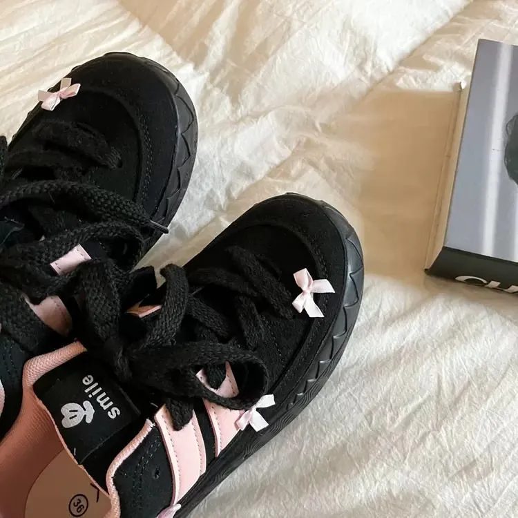 Blokette Aesthetic Pink Bow Sneakers