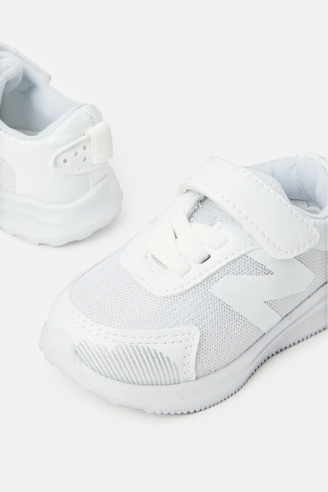 Boys White Strap Trainers