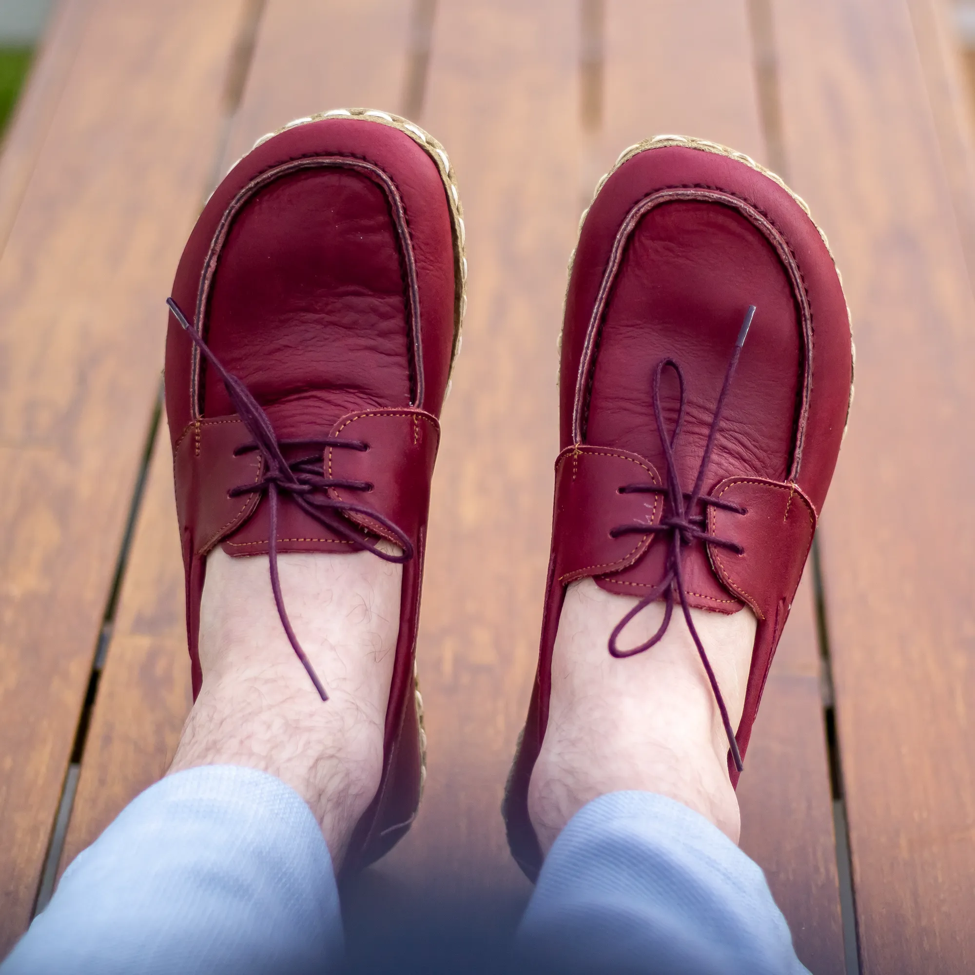 Burgundy Men's Leather Earthing Barefoot Shoes