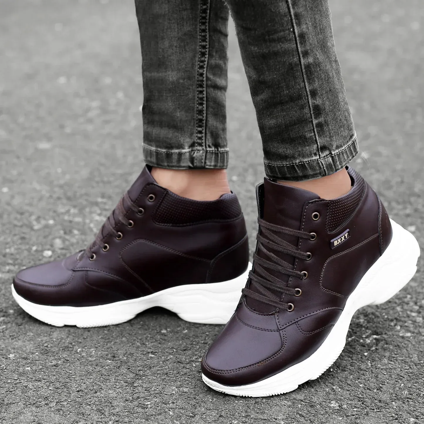 Bxxy's 3 Inch Hidden Height Increasing Casual Lace-up Boots for Men