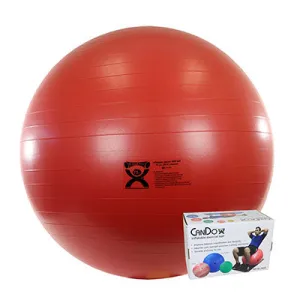 CanDo Inflatable Exercise Ball - ABS Extra Thick - Red - 30" (75 cm), Retail Box