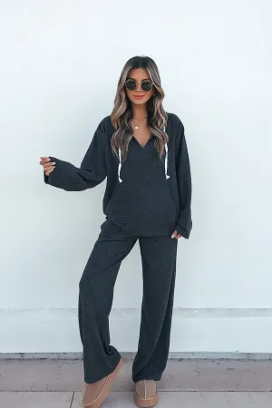 Charcoal Pullover Sweatshirt and Pant Set