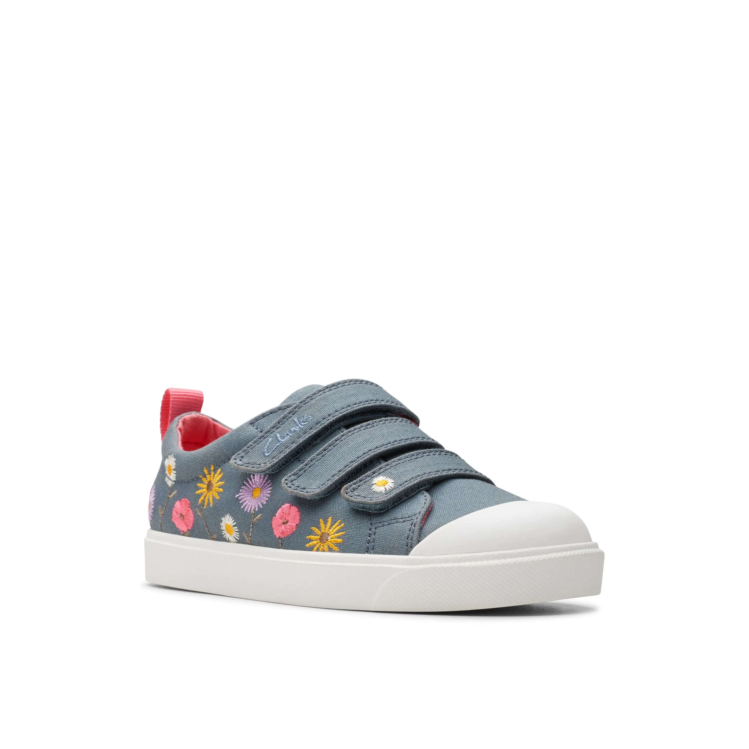 Clarks City Vibe K Girls Floral Denim Shoe