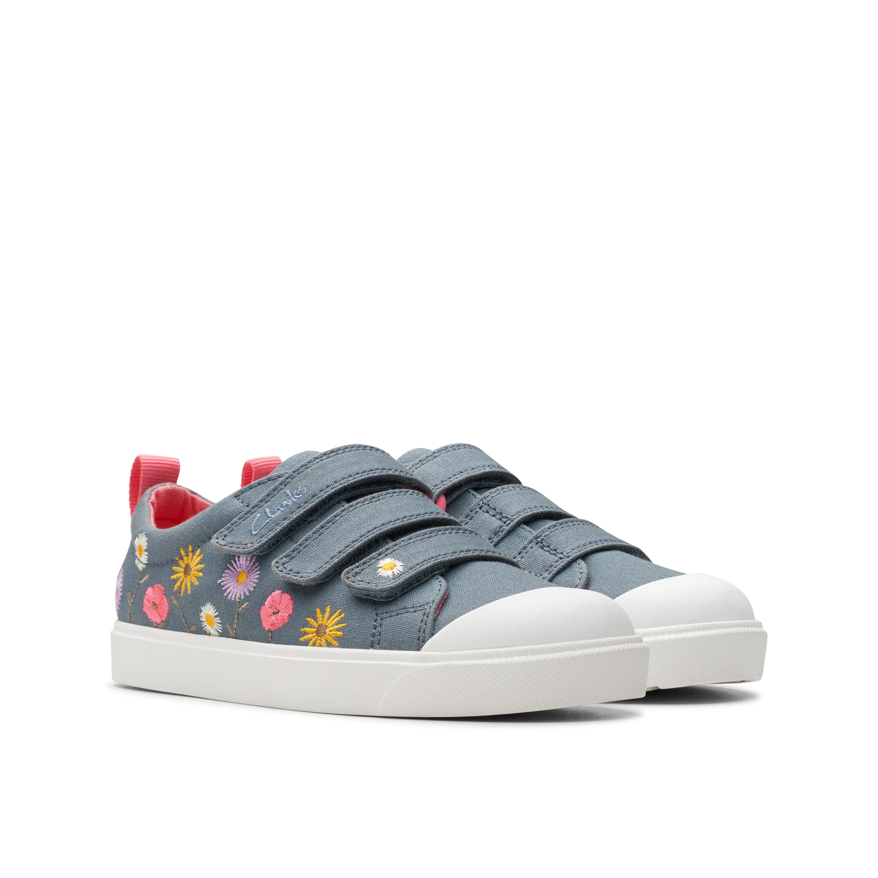 Clarks City Vibe K Girls Floral Denim Shoe