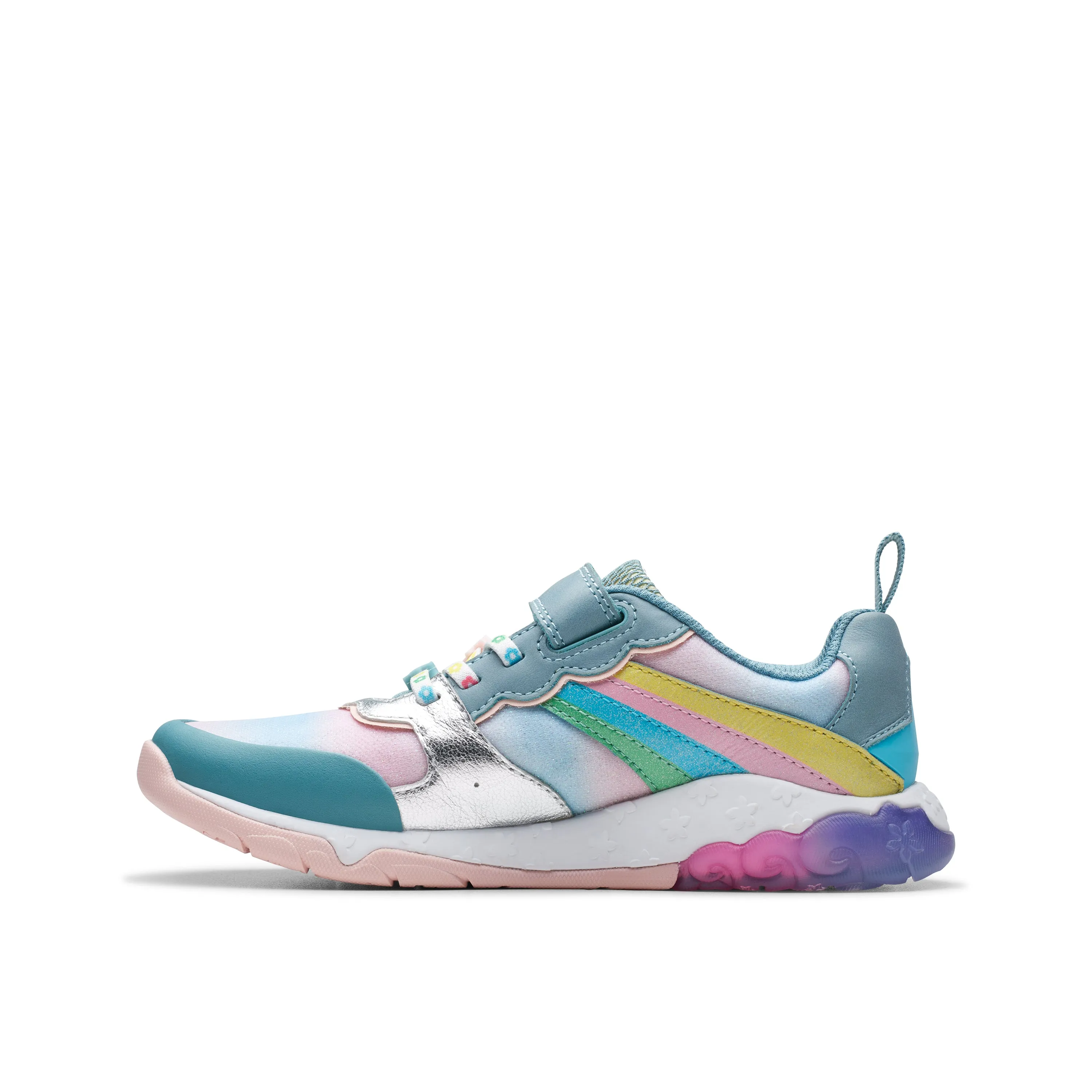 Clarks Tidal Star K Girls Aqua Rainbow Trainer