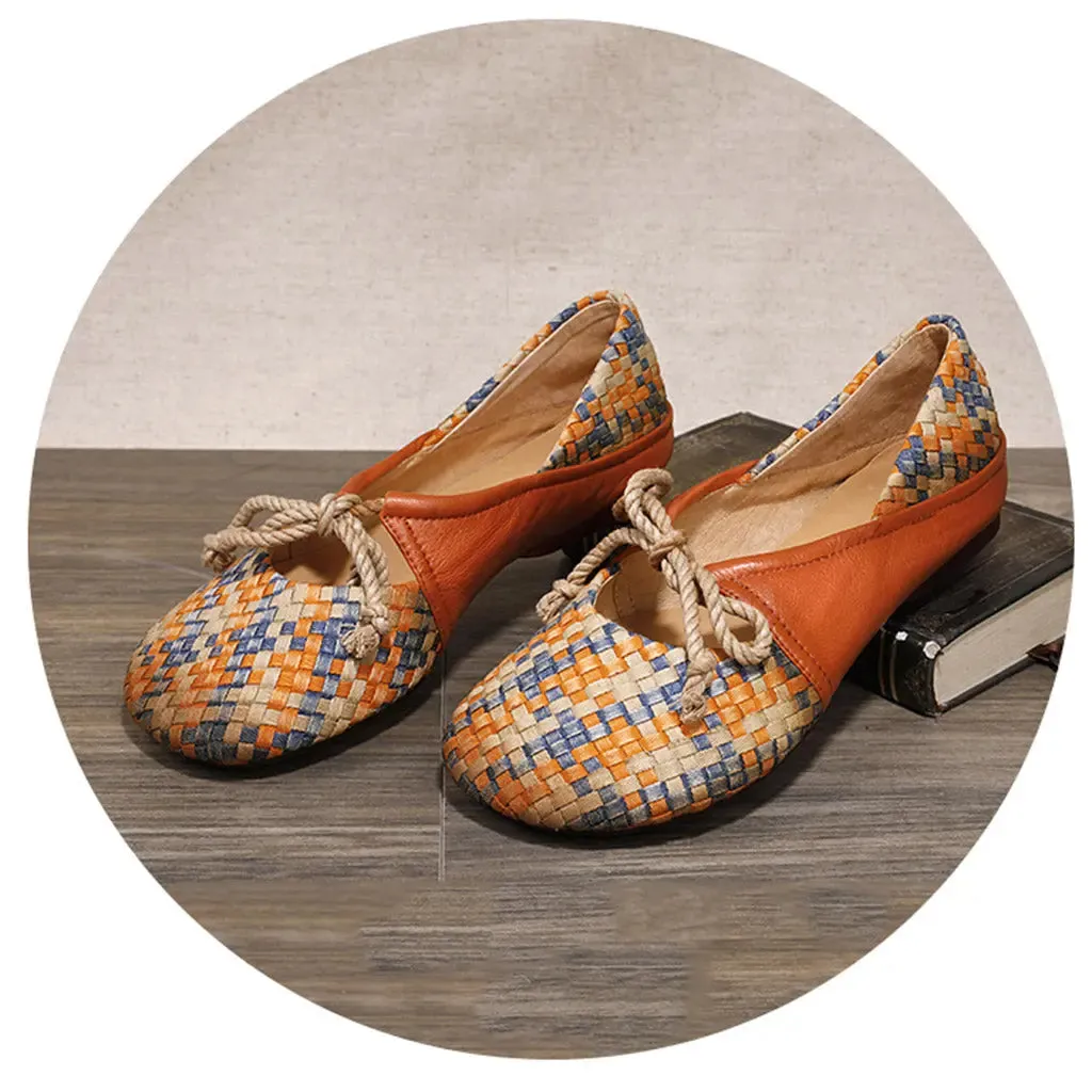 Colorful Woven Retro Flat Shoes