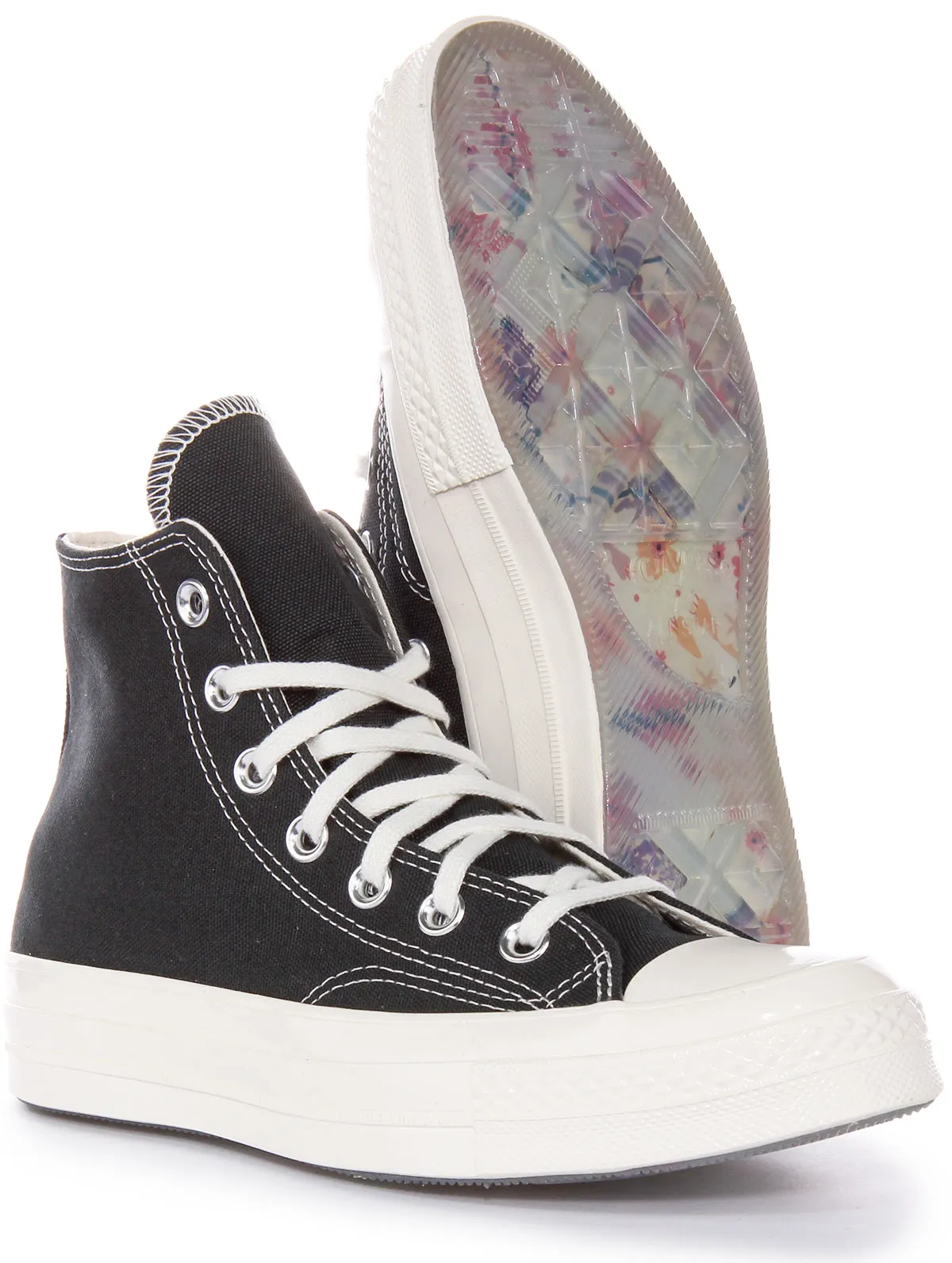 Converse Chuck 70s Hi A07108C In Black White Flower