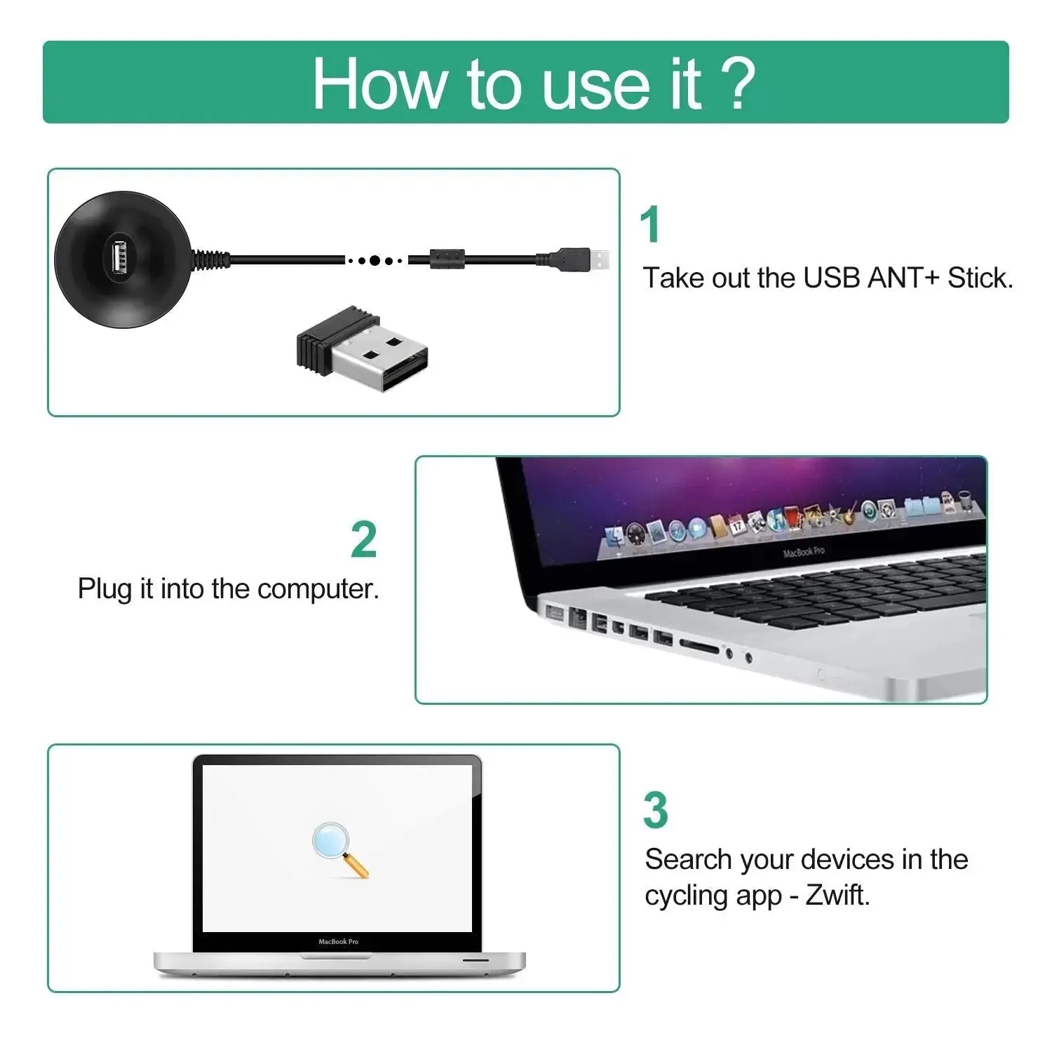 CooSpo USB ANT Stick, ANT  Dongle for Indoor Cycling Training Data Transmission