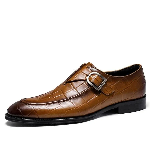 CrocLeather Elegance Slip-On Pointed Toe Dress Shoes