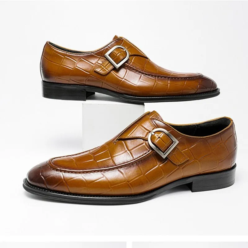 CrocLeather Elegance Slip-On Pointed Toe Dress Shoes