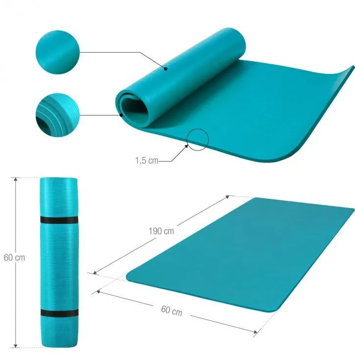 Deluxe NBR Yoga Mat Blue 190x60x1.5cm