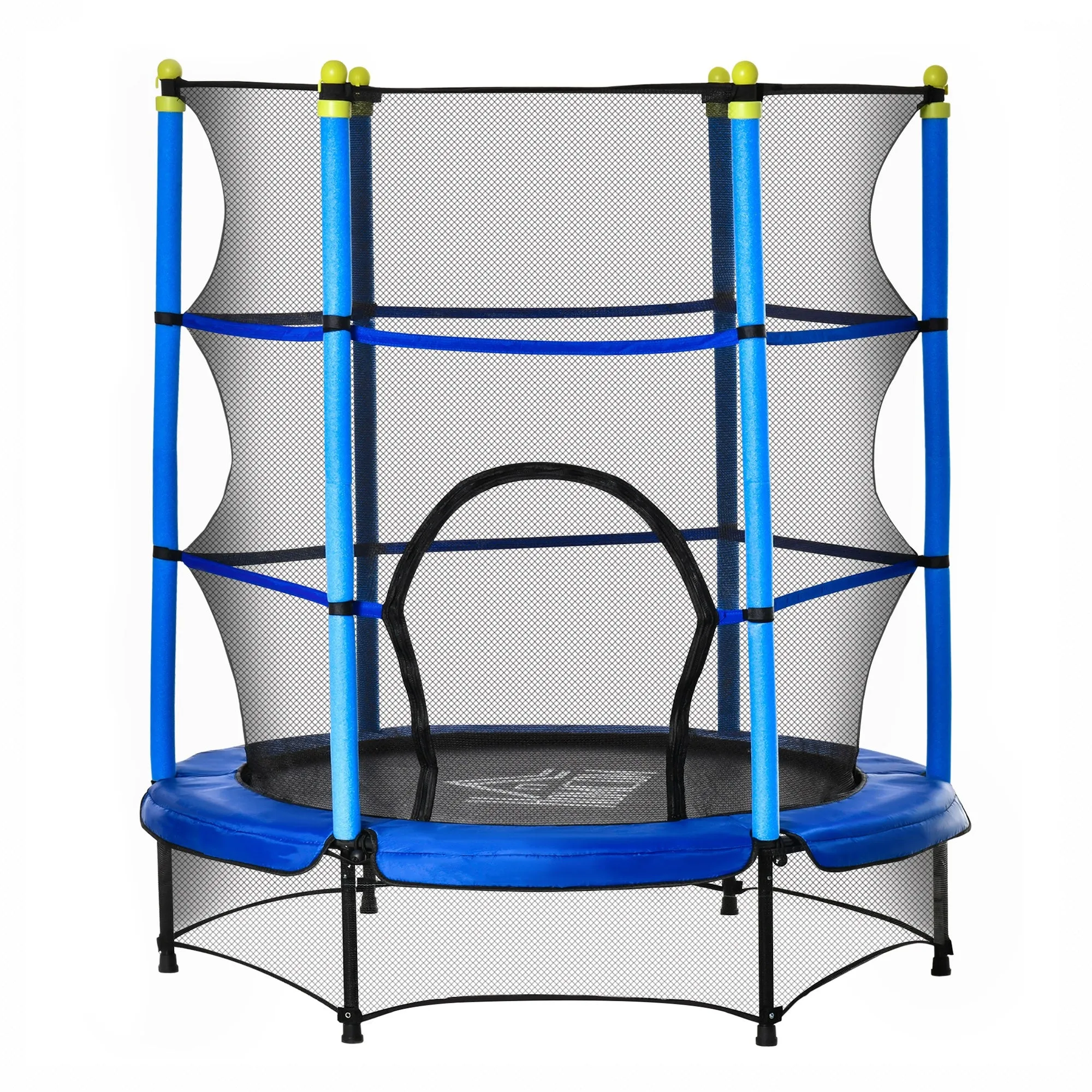 Easycomfort Tappeto Elastico per Bambini 3-6 Anni ?140x160cm, Trampolino da Giardino con Rete, Bordo Imbottito e Corde Elastiche, Blu e Nero