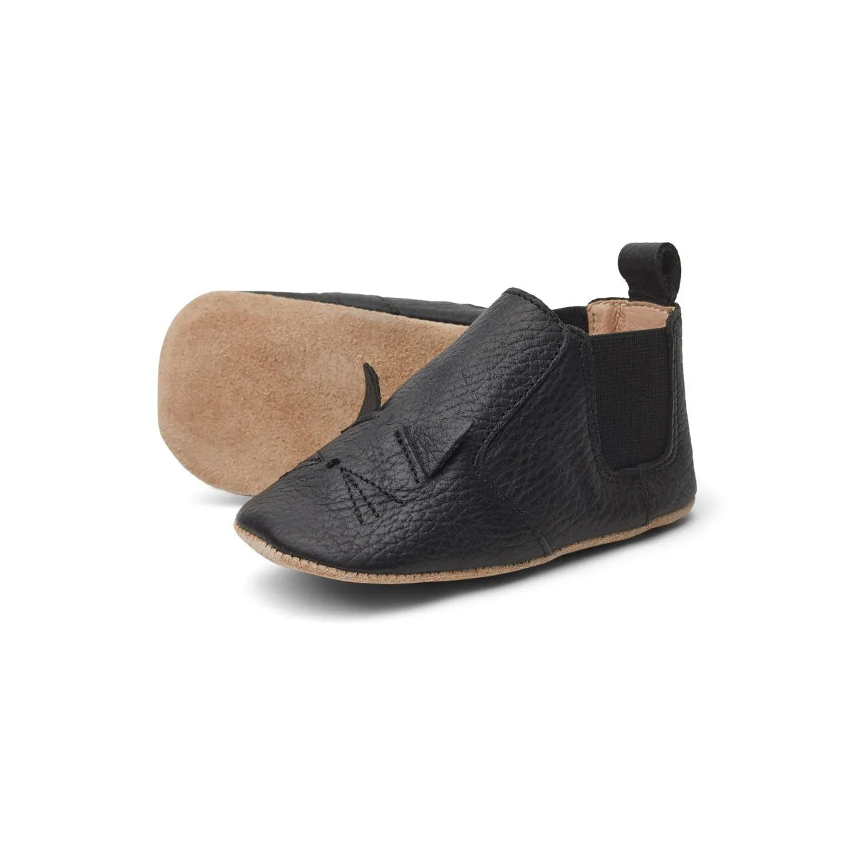 Edith Leather Slippers - Cat black