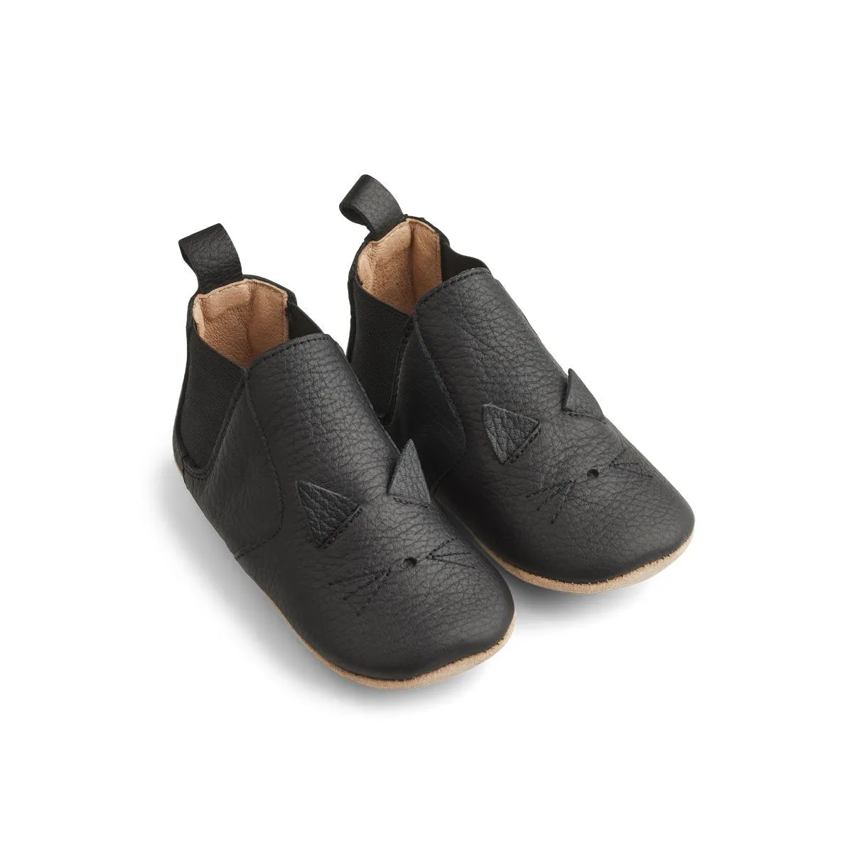 Edith Leather Slippers - Cat black