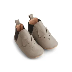 Edith Leather Slippers - Rabbit grey