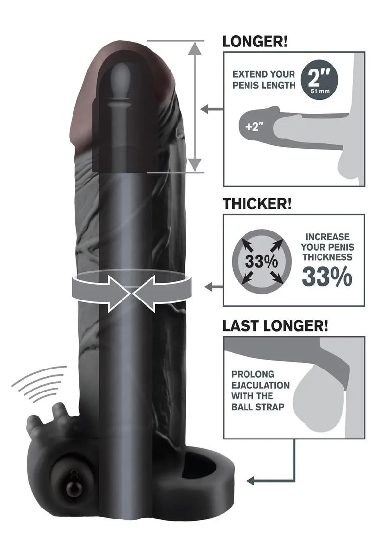 Fantasy X-Tensions Vibrating Real Feel 2in Extension Sleeve