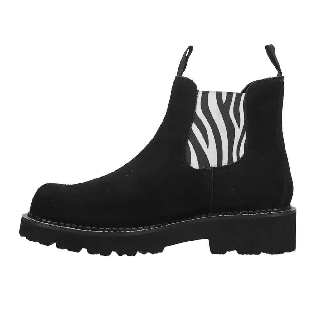 Fatbaby Twin Gore Zebra Round Toe Chelsea Boots