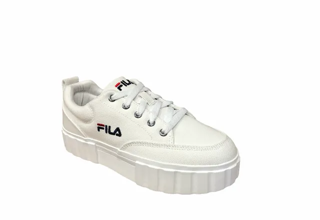 Fila scarpa sneakers in tela con zeppa da donna Sandblast 1011209.1FG bianco