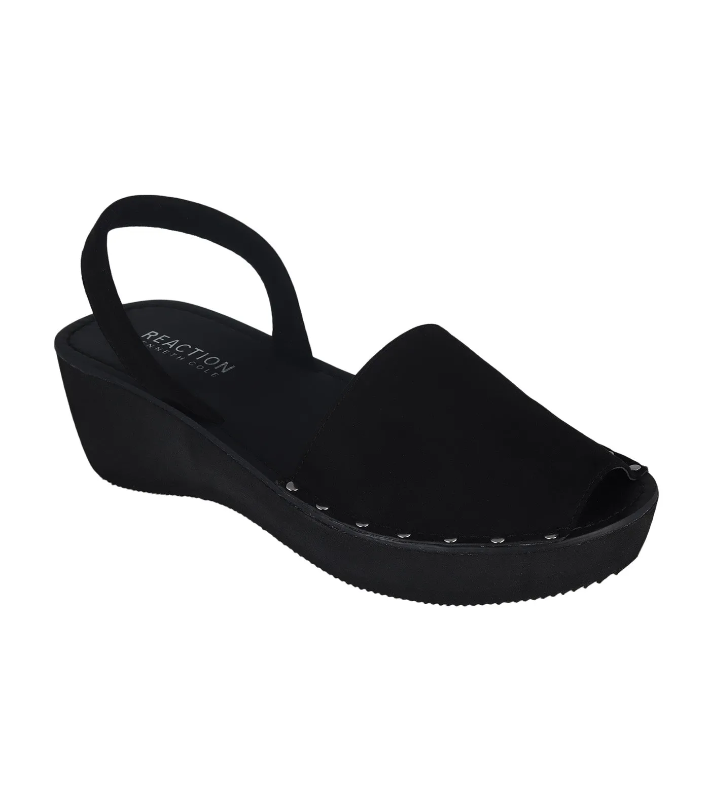 Fine Glass Studs Platform Sandal Black