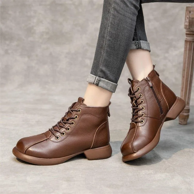 GCSPO00 Ankle Boot - Women's Casual Shoes - Brown Leather