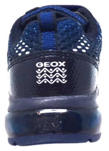 Geox Respira Boy's J Android Mesh Light Up Elastic Lace Hook and Loop Sneaker Shoe, Navy