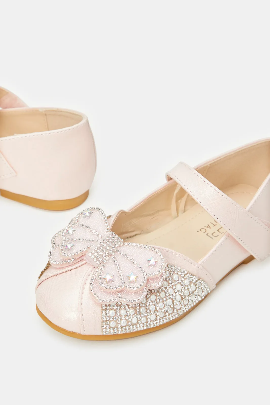 Girls Pink Diamante Ballerina