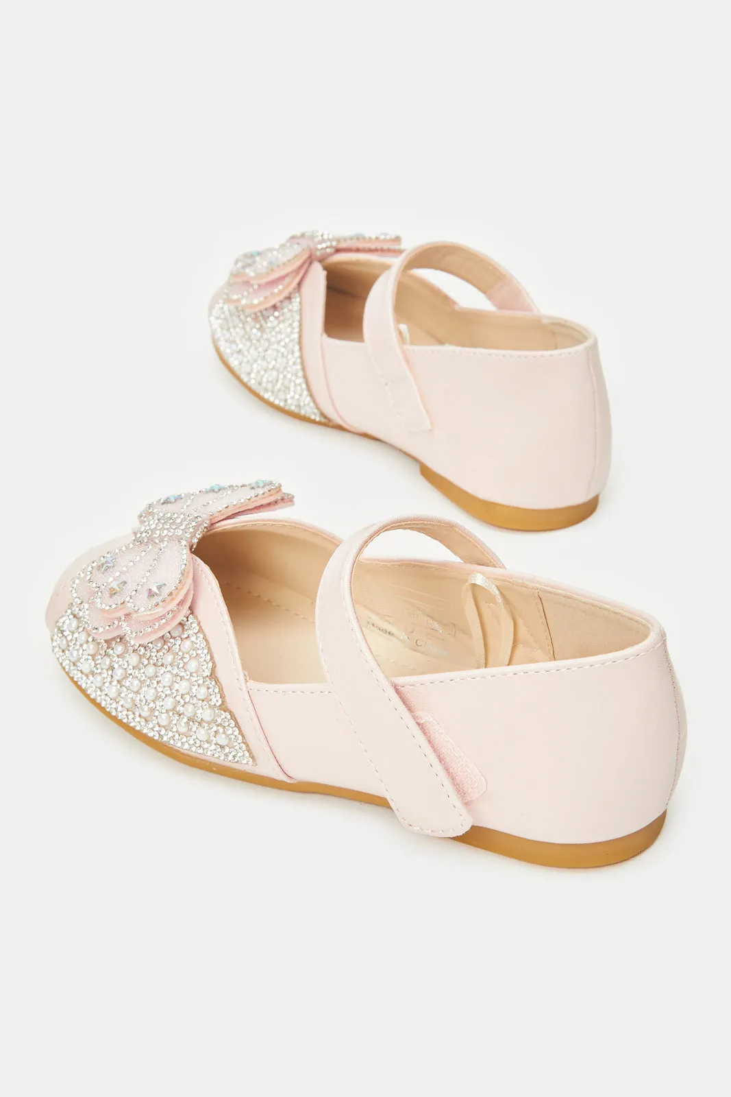 Girls Pink Diamante Ballerina