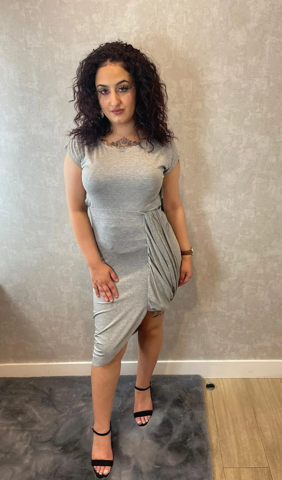 Grey Ruffle Top and Skirt Co-ord