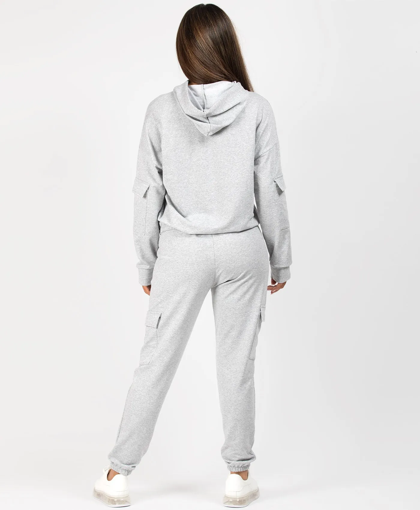 Grey Utility Pocket Drawstring Loungewear Set