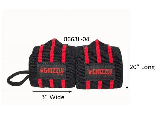 Grizzly Heavy Duty Red Line Wrist Wraps