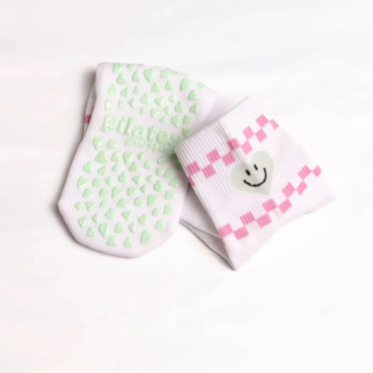 Heart Smiley Face - Crew Grip Socks (Barre / Pilates)