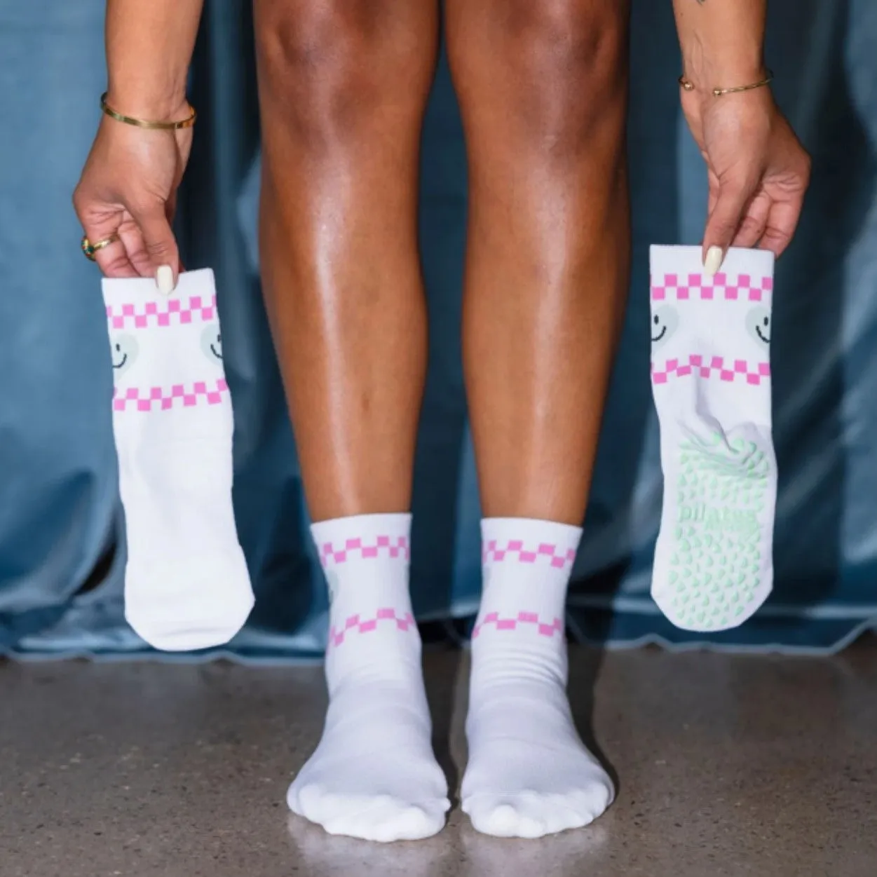 Heart Smiley Face - Crew Grip Socks (Barre / Pilates)