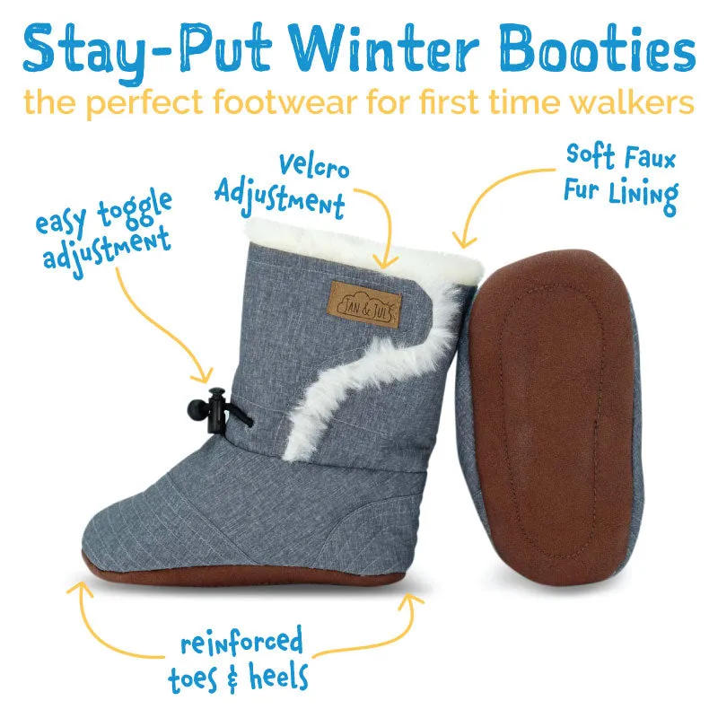 Heather Grey Stay Put Winter Booties