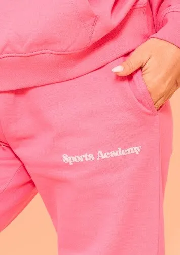 Hot Pink Premium Sports Academy Puff Print Oversized Joggers